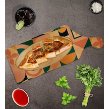 Bk Gift Modern Art Tasarımlı Dikdörtgen Şeklinde Doğal Ahşap Servis Ve Sunum Tabağı Model 14