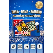 3'ü 1 Arada Tavla Dama Ve Satranç Eğitici Ve Eğlenceli 2 Kişilik Kutu Oyun Seti