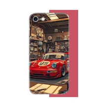 İphone 7-8-se 2020 Uyumlu Kırmızı Porsche Uv Baskılı Silikon Kılıf Renkli