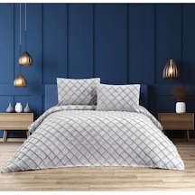 Ekol Baklava Model 3 Parça Açık Gri Rengi Yatak Örtüsü Seti Açık Gri