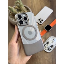 Apple iPhone 14 Pro Magsafe Uyumlu Mika Sararmaz Kılıf Soocase720 Koyu Gri