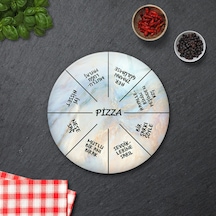 Decorita Mottolu Pizza Servis Tabağı|Supreme Mermer|Çap32cm