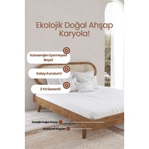 Renazzo Padova Hazeran Başlıklı Masif Ahşap Karyola Ceviz 150x200 Ceviz - 150 X 200