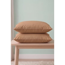 Açık Kahverengi %100 Pamuklu 2'li Yastık Kılıfı 50x70 Cm
