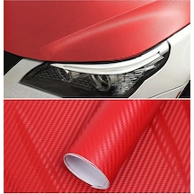Karbon Fiber Folyo Hava Kanallı Araç Döşeme Kaplama Folyosu Kırmızı 30 Cm X 1 Metre