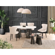 Uyar Beyaz 4 Adet Kelebek Sandalye 90 160 Pota Sabit Masa Takımı