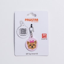 Yorkshire Köpek Desenli Qr Tag Evcil Hayvan Künyesi İsimlik Pet Tag Köpek Künyesi Kedi Künyesi Qr Kodlu Künye Pembe