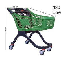 130 Litre Kartal Plastik Market Alışveriş Arabası Yeşil / En:58 Boy:95 Yükseklik:98 Cm