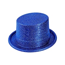 Mavi Simli Glitter Silindir Parti Şapkası Standart