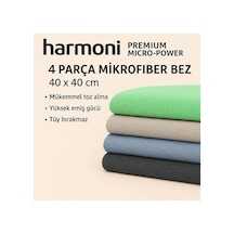 Harmoni Premium Mikro-güç 4'lü Mikrofiber Bez 40x40 Yeşil-mavi-pembe-siyah