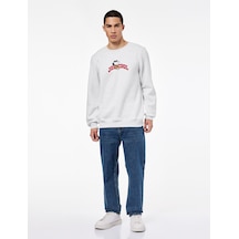 Koton Uzun Kollu Şardonlu Bisiklet Yaka Lisanslı Snoopy Baskılı Sweatshirt Gri 6wam70139mk Gri