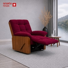 Smarto Relax Ticino Manuel Mekanizmalı Ayak Uzatmalı Ahşap Yan Panelli Polyester Tv Koltuğu Baba Koltuğu Bordo