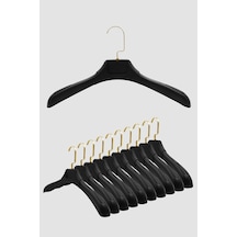 Ceket Elbise Askısı Plastik Gold Kanca Siyah Abs 44 Cm Kıyafet Elbise Askısı 10 Adet Diğer