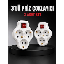Lexroo 3 Lü Priz Çoklayıcı 2 Adet Set Anahtarlı Kablosuz Duvar Ti