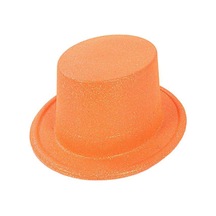 Floresan Turuncu Renk Simli Uzun Fötr Melon Şapka 12 Cm N177