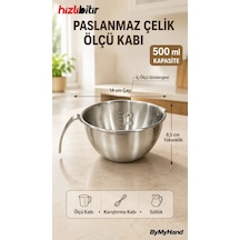 Bymyhand Paslanmaz Çelik Ölçü Kabı Karıştırma Kabı Sütlük Süt Potu 400 Ml