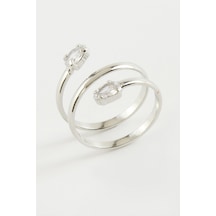 Oval - 794 - Zirkon Taşlı Yüzük - Nazblsmm - Gümüş Rengi