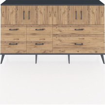 Arges Konsol 4 Raflı 6 Çekmeceli 4 Kapaklı 176x30x99 Antrasit-çam Atlas Çam - Antrasıt