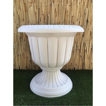Ucuzzavm Nergis Saksı 58,8X58,9 Cm 47 Lt Krem Saksı Ayaklı Saksı