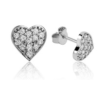 Gümüş Beyaz Kalpli Çivili Küpe N11.36019