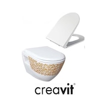 Creavit TP325 Terra Asma Klozet Çiçek Altın Dekorlu Asma Klozet + Duck Yavaş Kapanır Kapak Creavit TP325 Terra Asma Klozet Çiçek Altın Dekorlu Asma Klozet + Duck Yavaş Kapanır Kapak