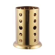 Novahub Altın Kaşık Seti Tutucu, Paslanmaz Çelik, Modern, D Modeli, Yemek Çubukları Organizatör, Süzgeç Çubukları Depolama Sepeti Altın