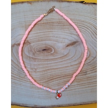 Pembe Balık Boncuk Fimo Kolye Renkli Kadın Kolye PYTKFIMOKLYE0104 Beyaz