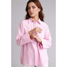 Defacto Relax Fıt Çizgili Flamlı Pamuk Uzun Kollu Tunik F6314ax26sppn623 Pembe-pn623