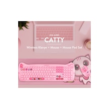 Everest Km-6283 Catty Kablosuz Ultra Sessiz Özel Tasarımlı Q Klavye & Mouse + Mouse Pad Set Bej