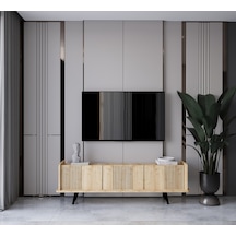 Spica Safir Meşe Rengi Mdf 3 Kapak Ahşap Ayaklı 160 Cm Tv Ünitesi