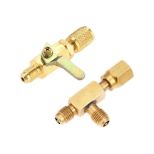 Klima Küresel Vanası 1/4 İnç Sae Adaptörü Ve 1/4 İnç Vanalar Çekirdek Hızlı Bağlantı Elemanı Erişim Tee, R134a Soğutucu Akışkan İçin
