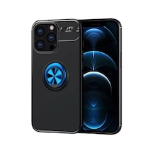Newface Apple İphone 13 Pro Max Kılıf Range Yüzüklü Silikon - Siyah-mavi