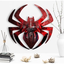 Örümcek Adam Tasarımlı Dekoratif Ahşap Duvar Saati - 2 Çok Renkli