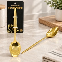 Metal Altın Servis Kaşığı 27 Cm Çok Renkli
