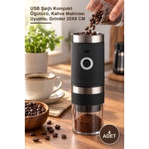 4 Adet Kahve Değirmeni Usb Şarjlı Kompakt Öğütücü, Kahve Makinası Uyumlu, Grinder 20x6 Cm