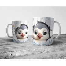 Penguen Penguin Optik İllüzyonlu Kupa Bardak Model 2 Çok Renkli