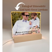 Babalar Günü'ne Özel Işıklı Fotoğraf Çerçevesi Ahşap Standlı