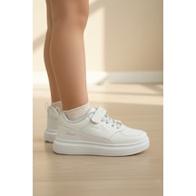 Enoch Cırt Cırtlı Yazı Baskılı Beyaz Tabanlı Bağcıklı Çocuk Sneaker