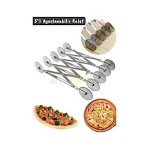 5 Li Hamur Kesme Ruleti Ayarlanabilir Makarna Kesici Pizza Kesici Hamur Kesici Paslanmaz Çelik Metalik Gri