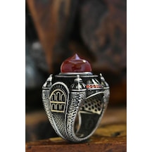 Islam Usta Tasarımı Al Kubbe Model Gümüş Erkek Yüzük Gyzıslmstm1-gms