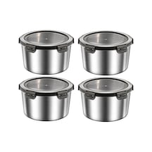 4 Adet 304 Çelik 600 Ml Yuvarlak Yemek Meyve Et Buzdolabı Beslenme Saklama Kabı Mt324-4 çok renkli