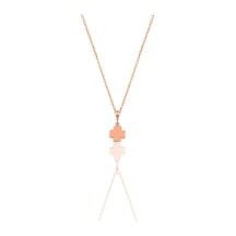 Gümüş Rose Üç Boyutlu Minimal Yonca Modeli Kolye Barcode Gümüş - Rose Gold
