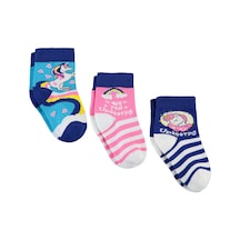 Civil Socks Kız Çocuk 3'lü Çorap 3-12 Yaş Mavi 09a83414424w1 Mavi