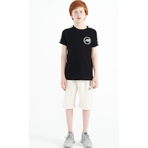 Tommylife Tommy Life Siyah Omuz Baskı Detaylı Standart Kalıp O Yaka Erkek Çocuk T-shirt - 11121 Siyah
