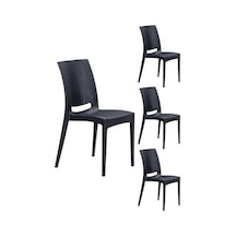 4 Adet Rattan Antrasit Sandalye / Balkon-Bahçe-Teras Antrasit