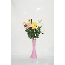40 Cm Pembe İşlemeli Vazo 3 Renk Gül