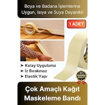 Çok Amaçlı Isıya Suya Dayanıklı Kolay Sökülebilen 25mt Krep Kağıt Maskeleme Boya Badana Bandı-1 Adet Diğer