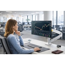 Nb F80-xe Beyaz Ergonomik Monitör Tutucu 17-30 İnç, 2-9 Kg, Amortisörlü Vesa Monitör Standı