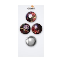 The Freak Circus Pierrot 3'lü Metal Rozet Seti 58mm İğneli Buton Çanta Yaka Rozeti Çok Renkli
