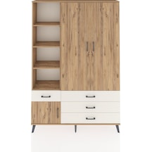 Arges Dolap 5 Raflı 4 Çekmeceli Tek Askılı 132x30x195 Çam-çam... Çam